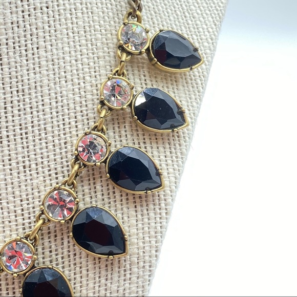 J. Crew Striking Black & Rhinestone Gold Necklace - Picture 2 of 5